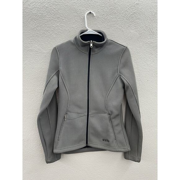 Spyder Womens Fitted Jacket Size Medium Grey Full Zip Fleece Lined - Picture 1 of 12